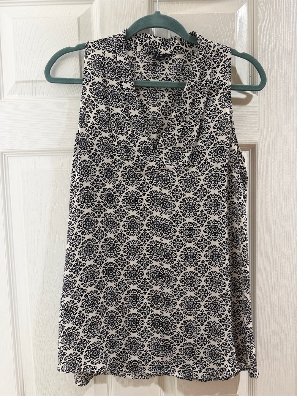 Theory Black and White Patterned Blouse